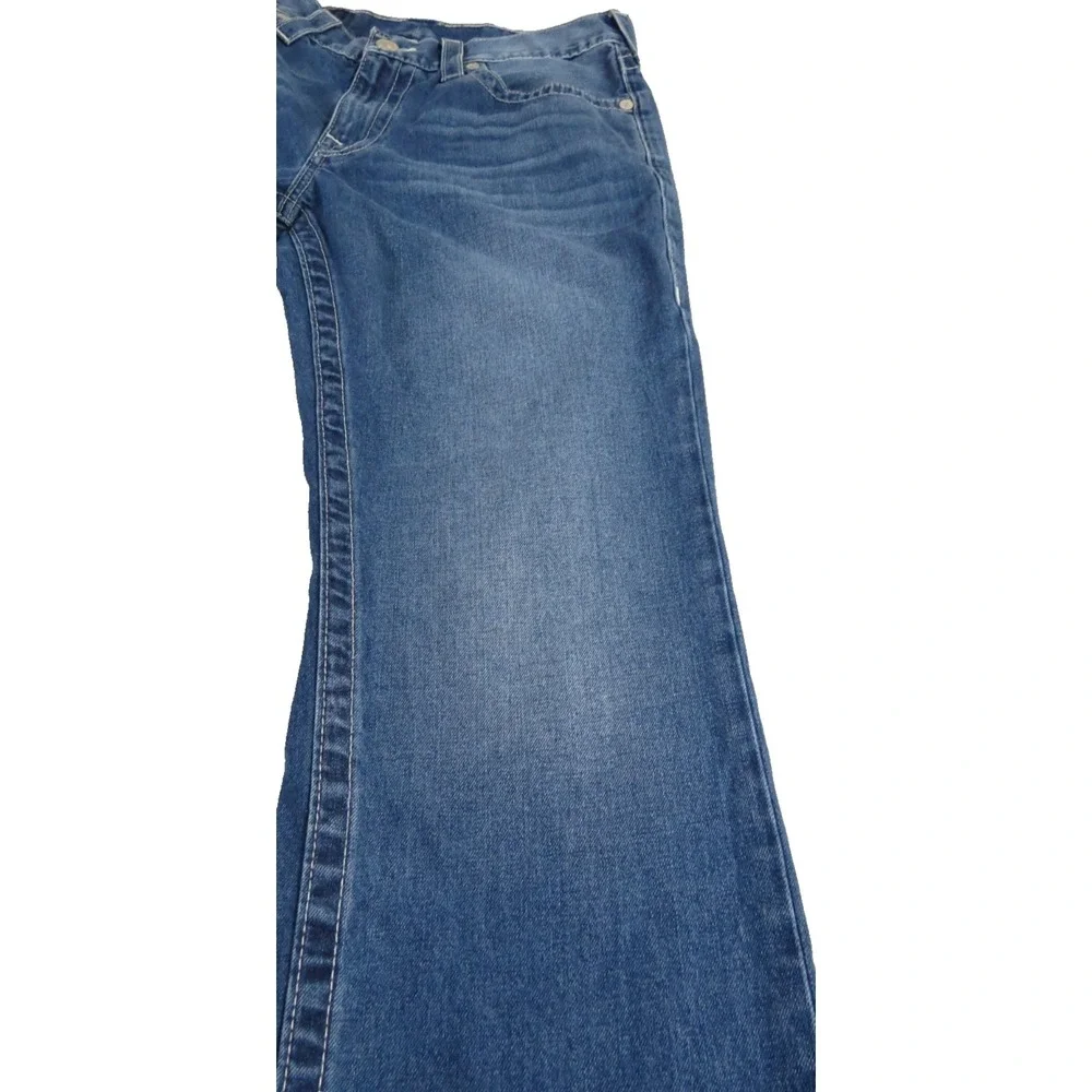 True Religion Ricky Men 34x28 Blue Denim Straight Leg Low Rise Ropey Jeans Pants